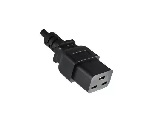 Cold device cable C19 to C20, 1,5mm², 16A, extension, VDE, black, length 1,00m